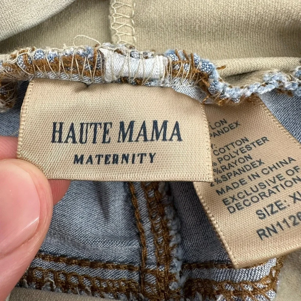 Haute Mama Maternity Jeans Womens XL Blue Denim Ankle Cuff Stretch 5-Pocket